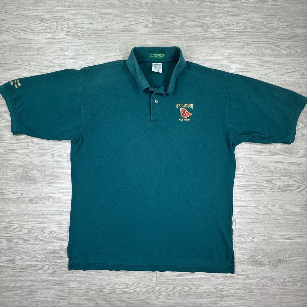 Outer Banks Men's Polo Shirt Hog's Breath Key West Green XL Short Sleeve Cotton